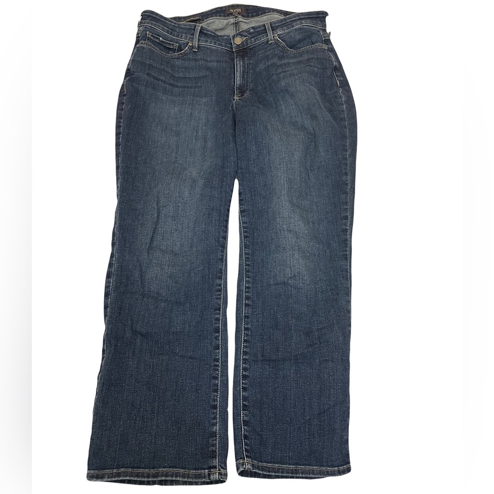 NYDJ Marilyn Straight fit women’s dark wash slimming jeans size 14W